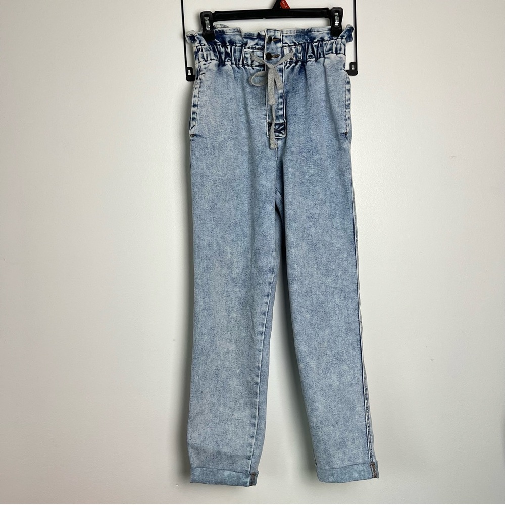 Forever 21‎ Acid Wash Elastic Tie front Jeans size Small Woman’s
